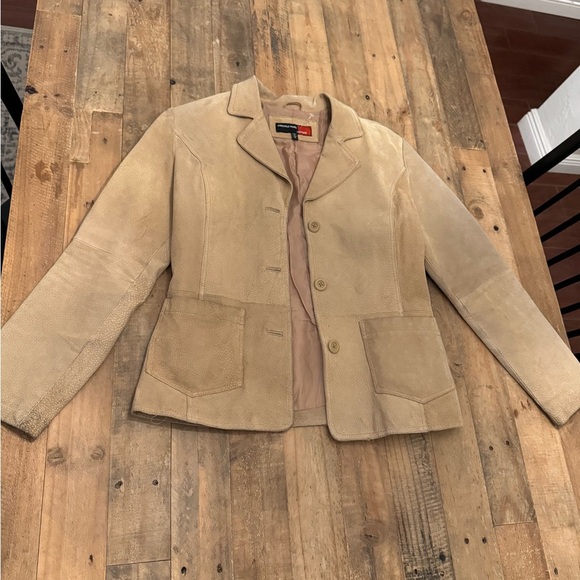 Vintage Button Down Suede Leather Jacket Vintage Y2K 90s - Picture 1 of 6